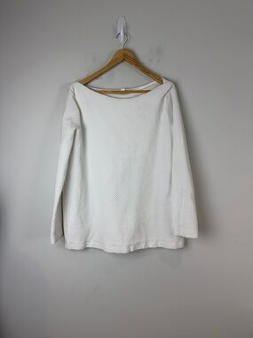 COS White Long Waffle Knit Long Sleeve Women's Top Size Large